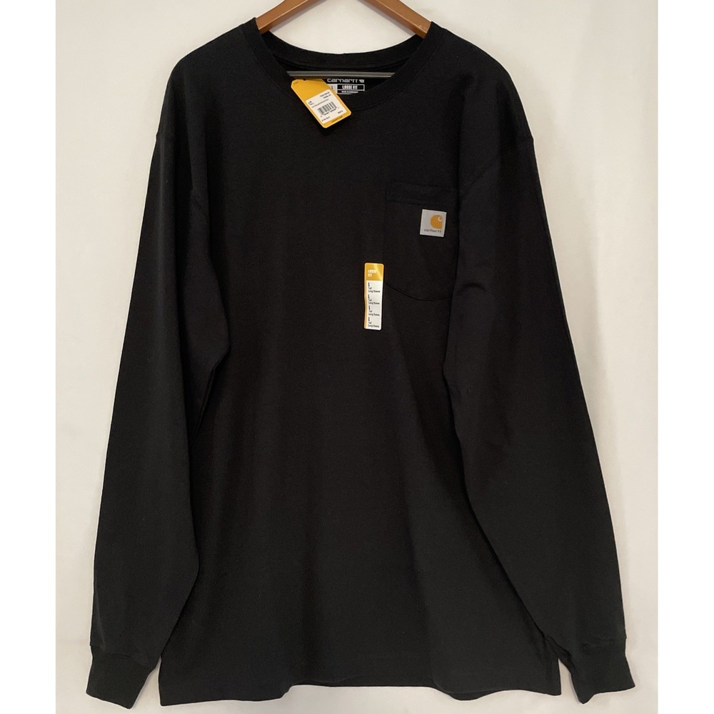 NWT Carhartt K126 Black Size Large Tall Men's Long Sleeve T-Shirt New With Tags